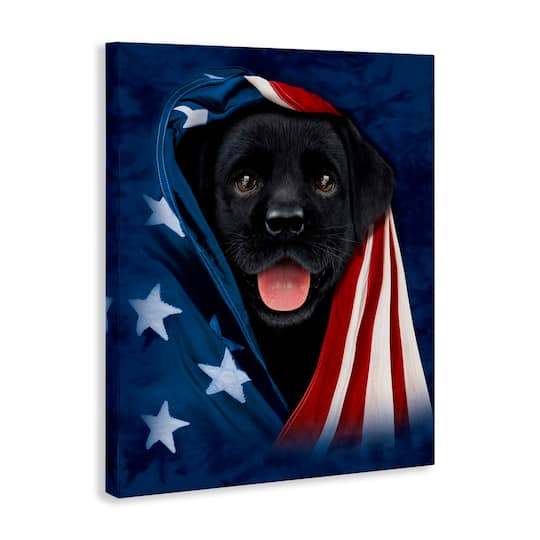 Stupell Industries Labrador & American Flag Canvas Wall Art